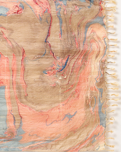 Abstract Katan Silk Tie Dyed Red & Blue Suit (T+B+D)