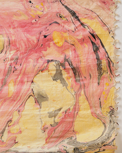 Abstract Katan Silk Marble Print Black & Pink Suit