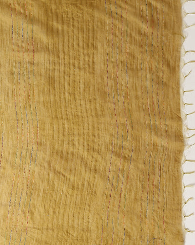 Kota Staple Silk Kantha Pallu Green Saree