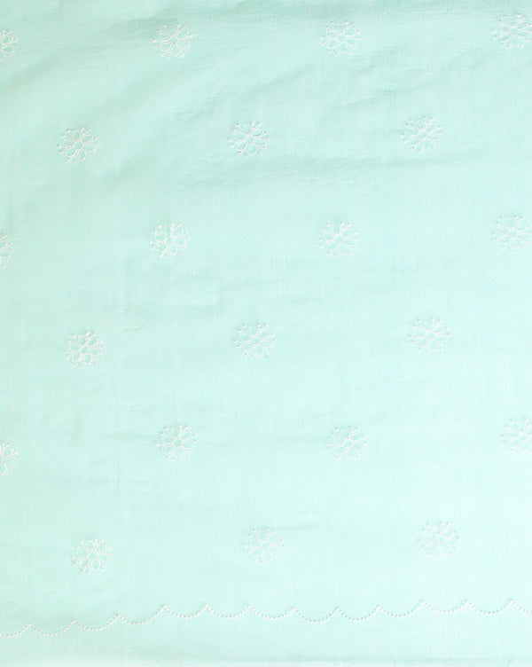 Embroidered Misty Kota Doria Suit Green (Top+Bottom+Dupatta)