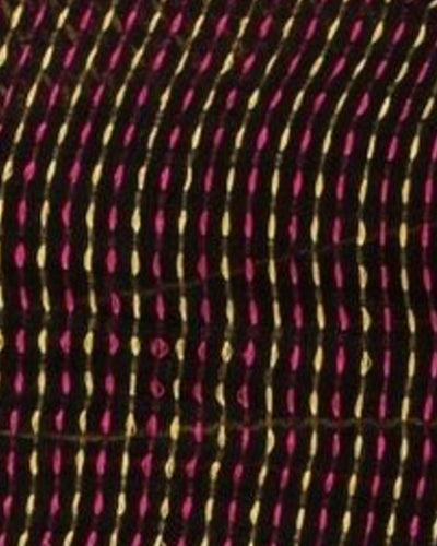 Shining Pure Linen Kantha Work Saree Black