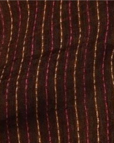 Sophisticated Pure Linen Kantha Work Saree Brown