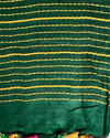 Dreamy Pure Linen Kantha Work Saree Spectra Green