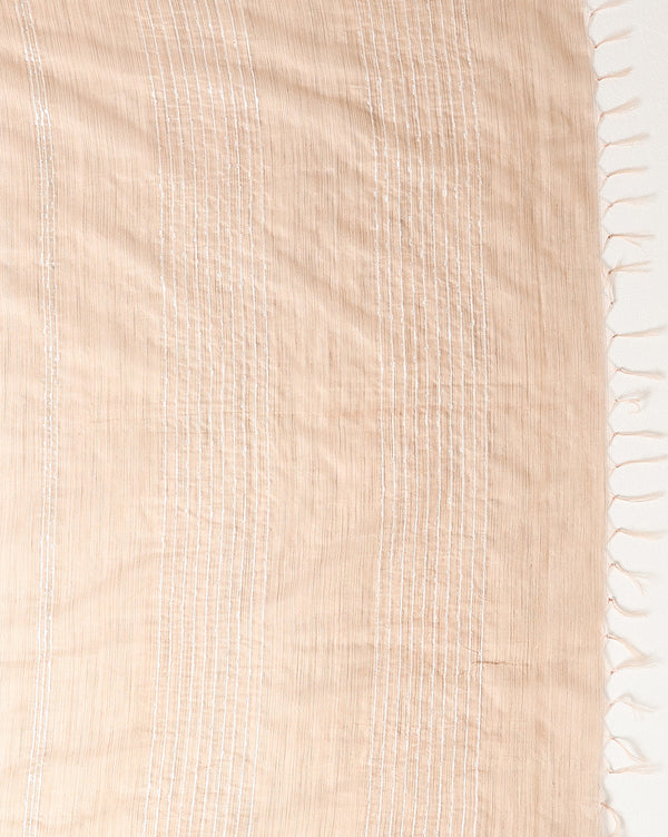 Bansbara Tussar Silk Kantha Handloom Saree Raffia Brown