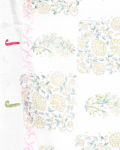 Kota Doria Paithani Embroidery Designer Saree White