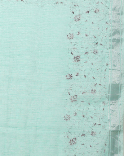 Kota Doria Paithani Embroidery Designer Saree Pale Green