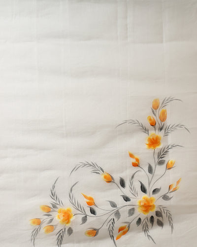 Handpainted Kota Doria Suit White (Top+Dupatta+Bottom)