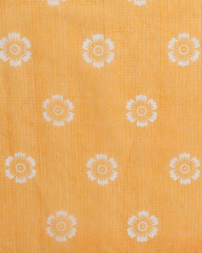 Kota Doria Sarees Embroidery Work Bright Yellow