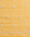 Kota Doria Sarees Embroidery Work Bright Yellow