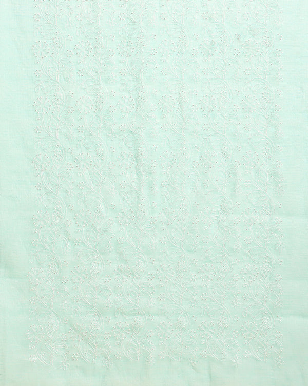 Embroidered Poised Kota Doria Suit Blue (Top+Dupatta+Bottom)