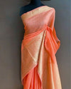 Hypnotic Banarasi Silk Linen Handloom Orange Saree