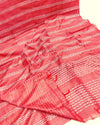 Bansbara Tussar Silk Kantha Handloom Saree Watermelon Red