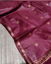 Silkmark Tussar Beige Top Katan Silk Maroon Dupatta