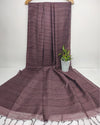 Bansbara Tussar Silk Handloom Wine Color Plain Saree with Running Blouse-Indiehaat