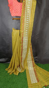 Embroidered Bansbara Tussar Silk Saree Yellow