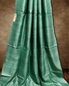 Silkmark Ghicha Tussar Exquisite Green Saree