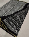 Banjaran Serene Blockprint Chanderi Silk Saree Black & White