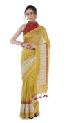 Embroidered Bansbara Tussar Silk Saree Yellow