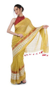 Embroidered Bansbara Tussar Silk Saree Yellow