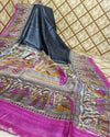 Silkmark Tussar Joyful Madhubani Black Saree