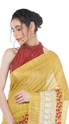 Embroidered Bansbara Tussar Silk Saree Yellow