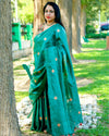 Silkmark Pure Tussar Lucid Embroidered Green Saree