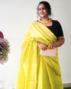 Handcrafted Kota Silk Golden Poppy Yellow Plain Saree