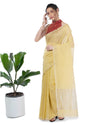 Gorgeous Pure Tissue Linen Handdyed Saree Yellow