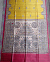 Silkmark Tussar Blissful Madhubani Yellow & Red Saree