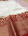 Eclipsing Banarasi Silk Linen White Handloom Saree