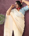 Poised Silkmark Certified Chanderi Silk Saree Cream