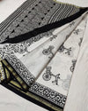 Banjaran Luminous Blockprint Chanderi Silk Saree Black & White