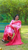 Kota Silk Saree Pink Color with Sequence Pallu and running blouse-Indiehaat