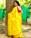 Silkmark Pure Tussar Lively Embroidered Yellow Saree