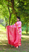 Kota Silk Saree Pink Color with Sequence Pallu and running blouse-Indiehaat