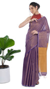 Tissue Linen Purple Saree Gold Shimmer Pallu