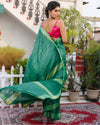 Silkmark Ghicha Tussar Exquisite Green Saree