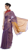 Tissue Linen Purple Saree Gold Shimmer Pallu