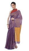 Tissue Linen Purple Saree Gold Shimmer Pallu