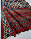 Ret Ki Chhaya Ajrakh Printed Carmine Red Chanderi Silk Saree