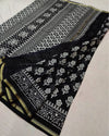 Banjaran Fascinating Blockprint Chanderi Silk Saree Black & White