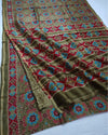 Heritage Threads Patola Chanderi Silk Saree Green & Red