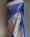 Sophisticated Banarasi Silk Linen Handloom Blue Saree