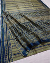 Ret Ki Chhaya Ajrakh Printed Lucky Point Blue Chanderi Silk Saree