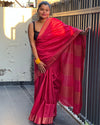 Handloom Jayashree Silk Saree Pink Color with Running Blouse - IndieHaat