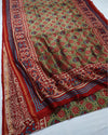 Heritage Threads Patola Chanderi Silk Saree Green, Red & Blue