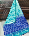 Crisp Ikkat Slub Linen Handloom Blue Saree