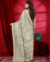 Indiehaat | Kashmiri Silk Off White Printed Saree