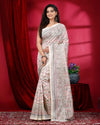 Indiehaat | Kashmiri Silk Off White Printed Saree