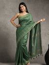 Silkmark Ghicha Tussar Silk Green Saree